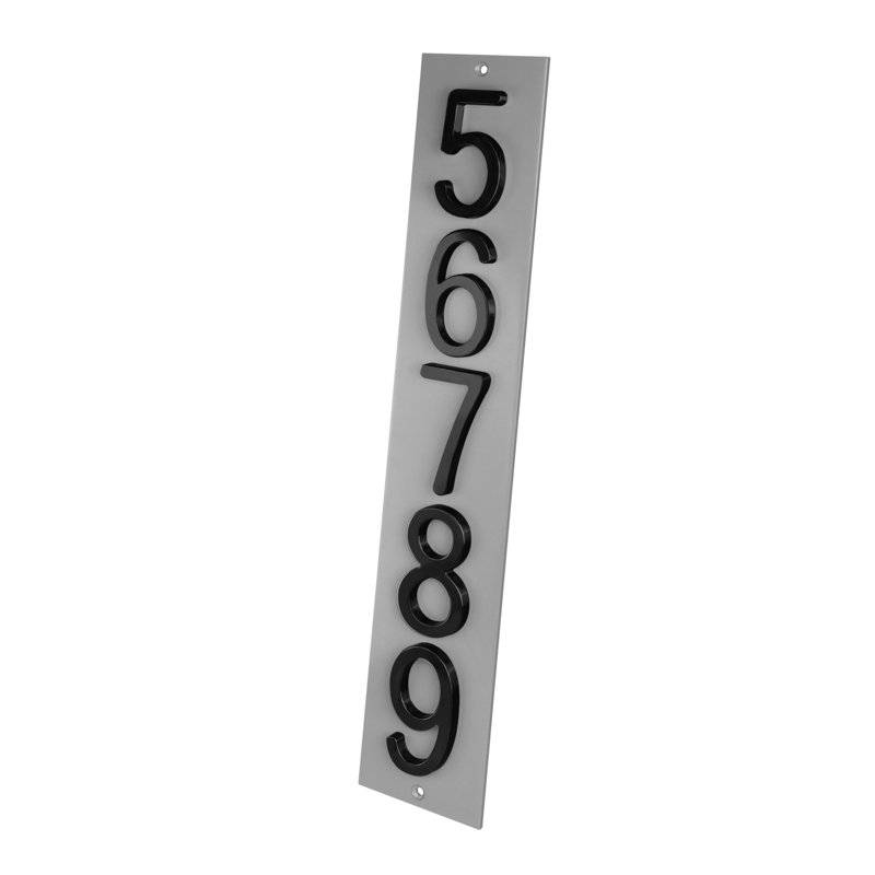 Plaque d'adresse verticale Amgo, Noir, noir, noir, noir, Gris, Oui