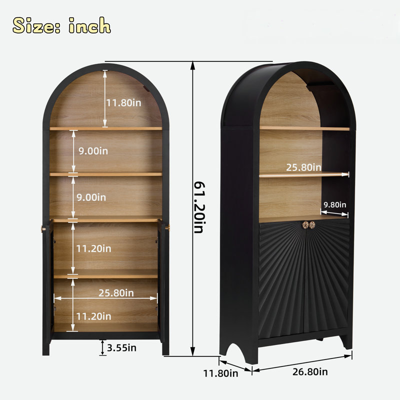 Tall Arched Bookcase With Storage