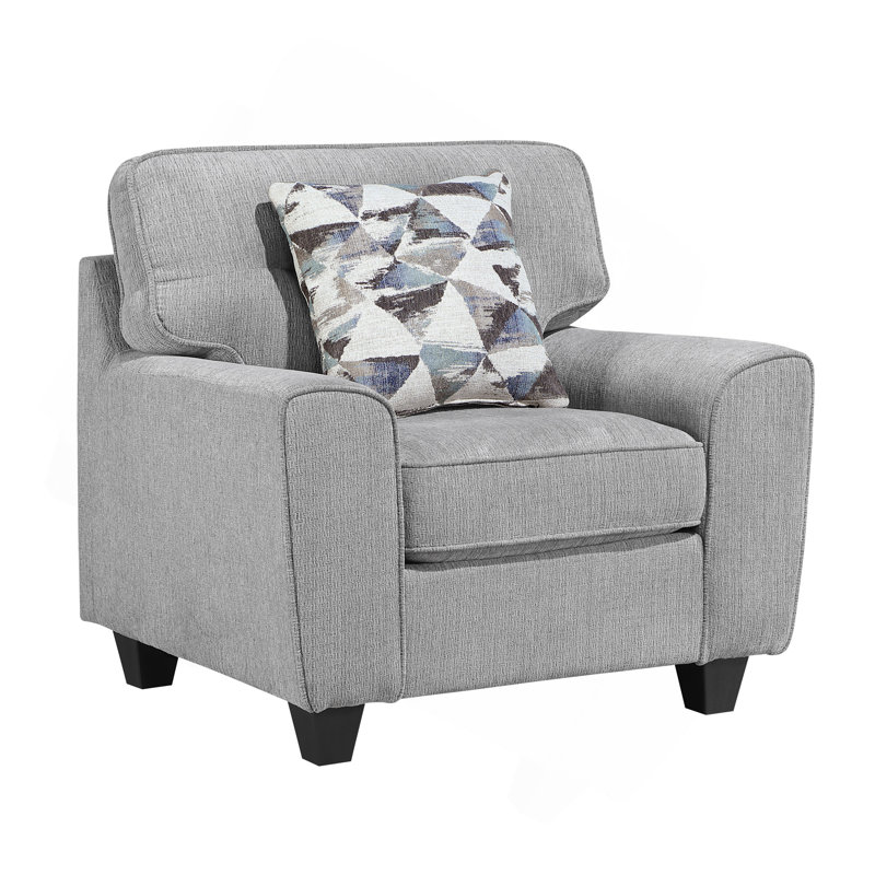 Ensemble de canapé-lit contemporain contemporain 3 pièces avec canapé et causeuse gris en chenille durable et coussins décoratifs en bois
