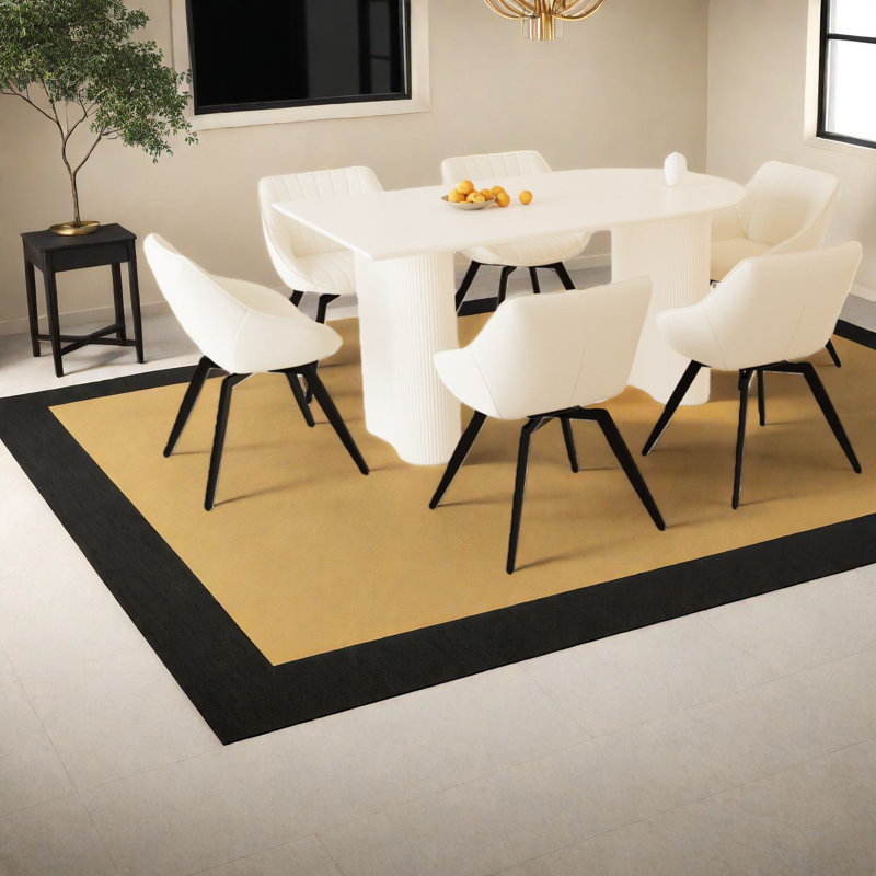 Ensemble de table de salle à manger en MDF crème moderne avec chaises en PU beige pour la maison