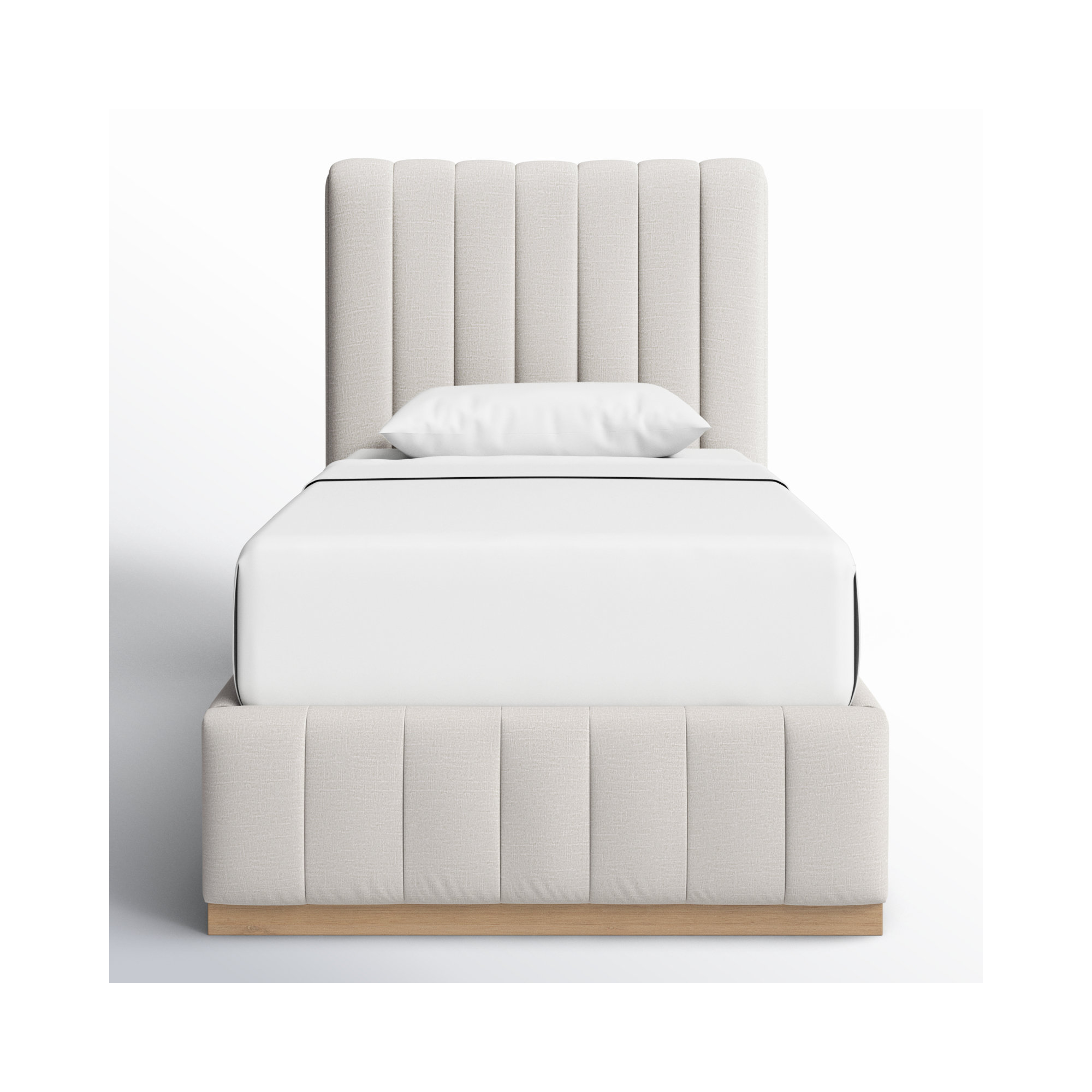 Codyn Upholstered Bed, Twin, Cream Linen Textured Fabric