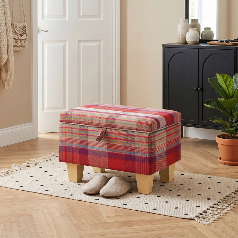 49cm Wide Rectangle Standard Ottoman, 36" H x 49" W x 33" D, Red Plaid