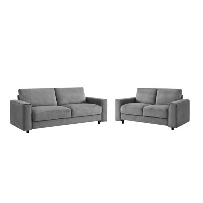 Modern Minimalist Corduroy Sectional Sofa Set in Grey
