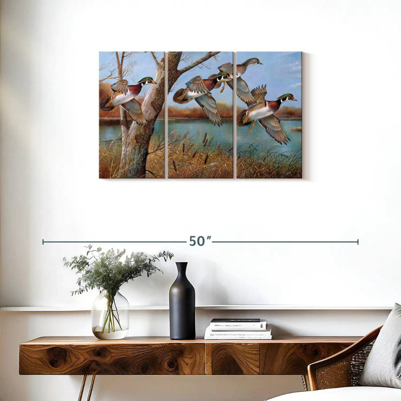 Brampt volant des canards en bois, H 20 po x l 33 po