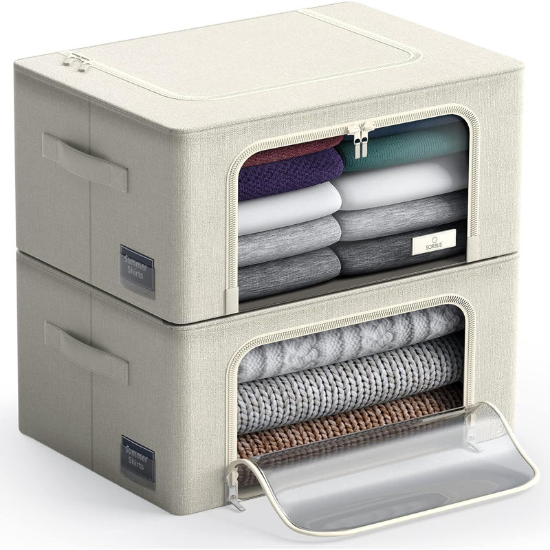 Rangement pour fenêtre sous le lit, Beige, H 8 po x l 15,75 po x P 12 po