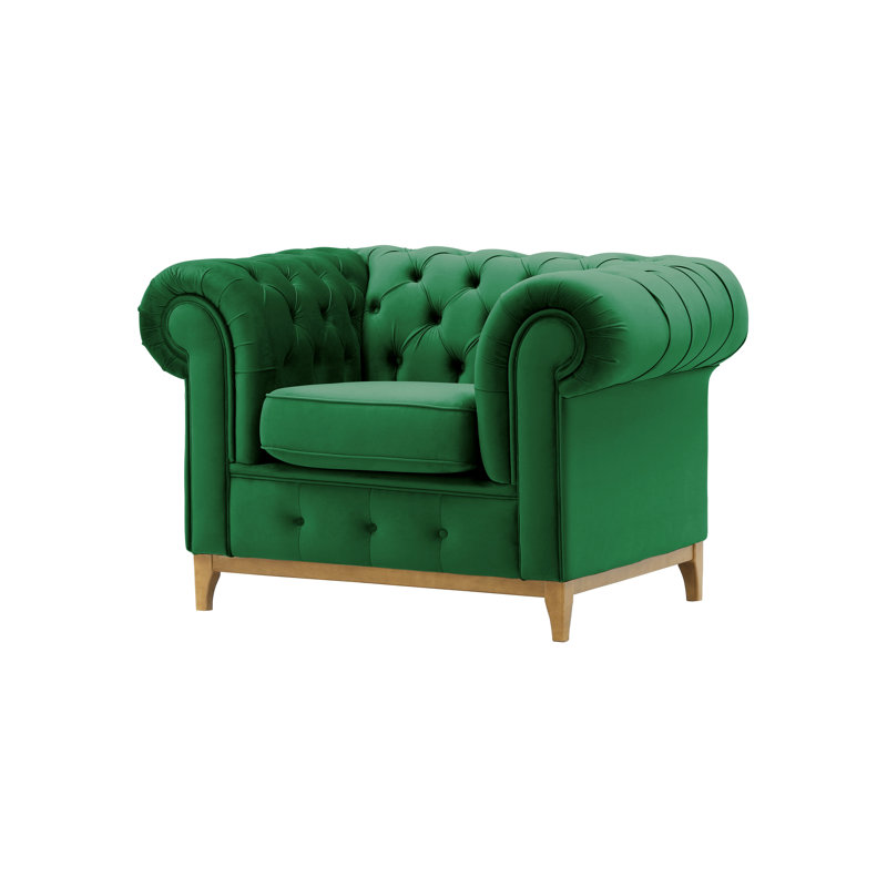 Frye Velvet Chesterfield Chair, Black, Green