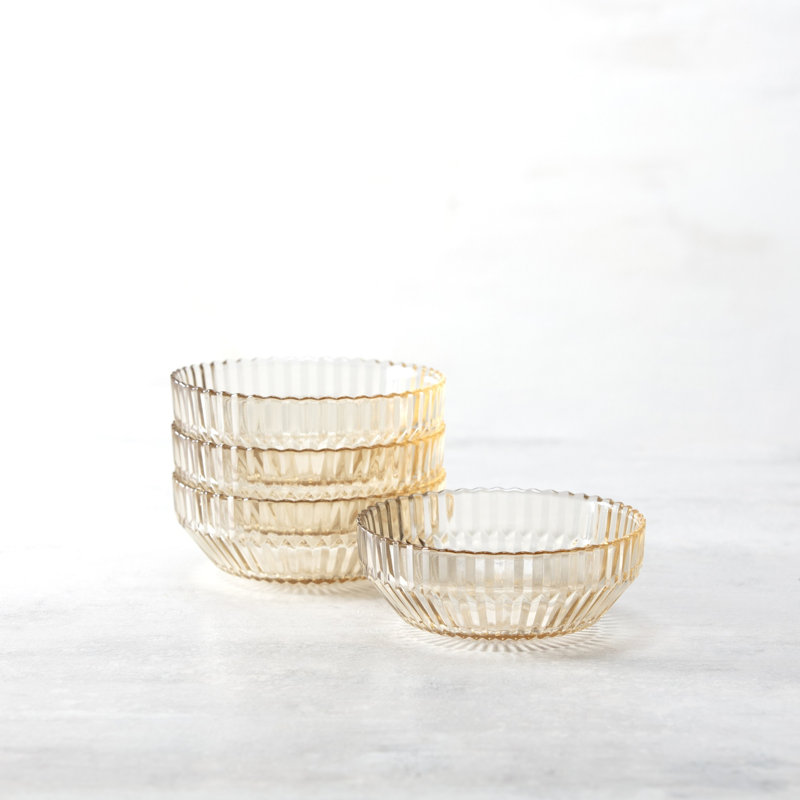 Fortessa Archie Glass, 23 Ounce/ 6 inch Cereal Bowl (Set of 4), Ginger Gold, Ginger Gold