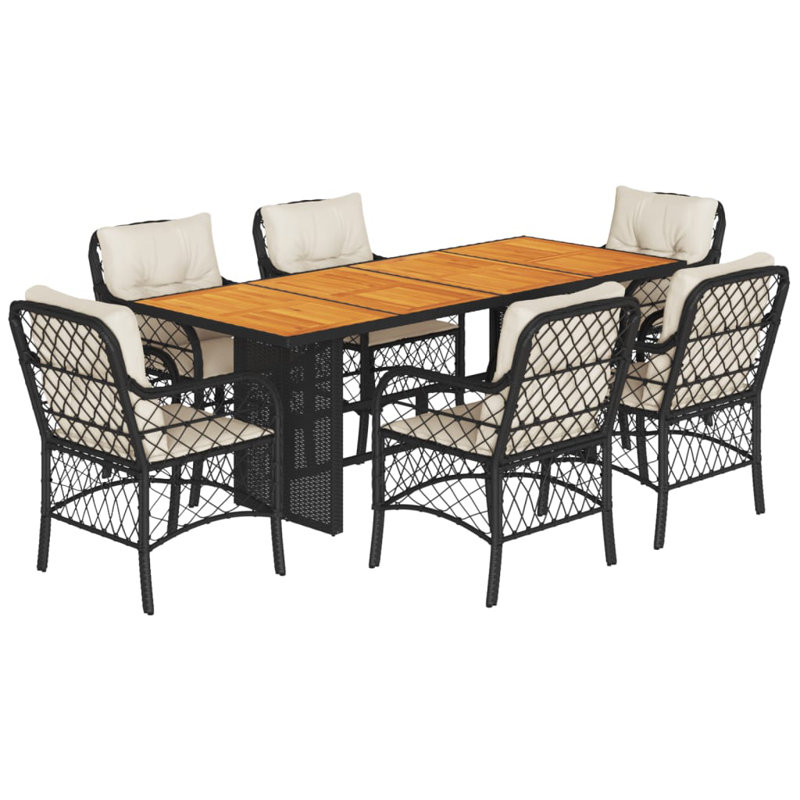  Garden Dining Set Black, Cream White, Cream White, Black