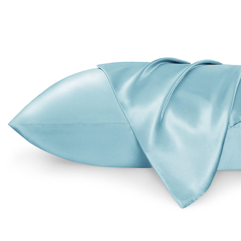 Ensemble de 2 taies d'oreiller en satin, 300 fils au pouce, GentleSoft ™, Taie d'oreiller standard, Blue