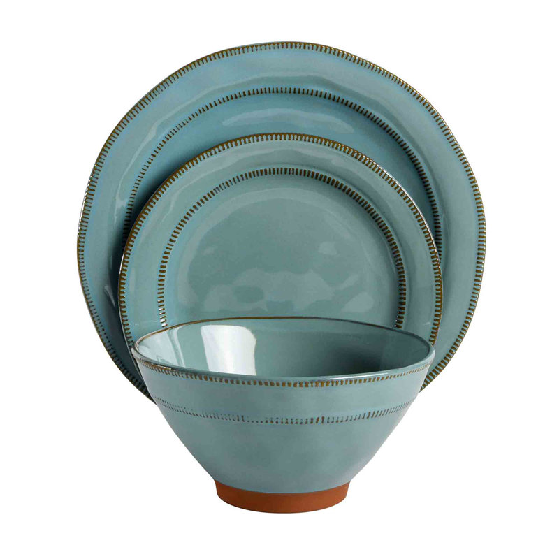 Stoneware Dinnerware Set 12 Piece - Service for 4, Blue