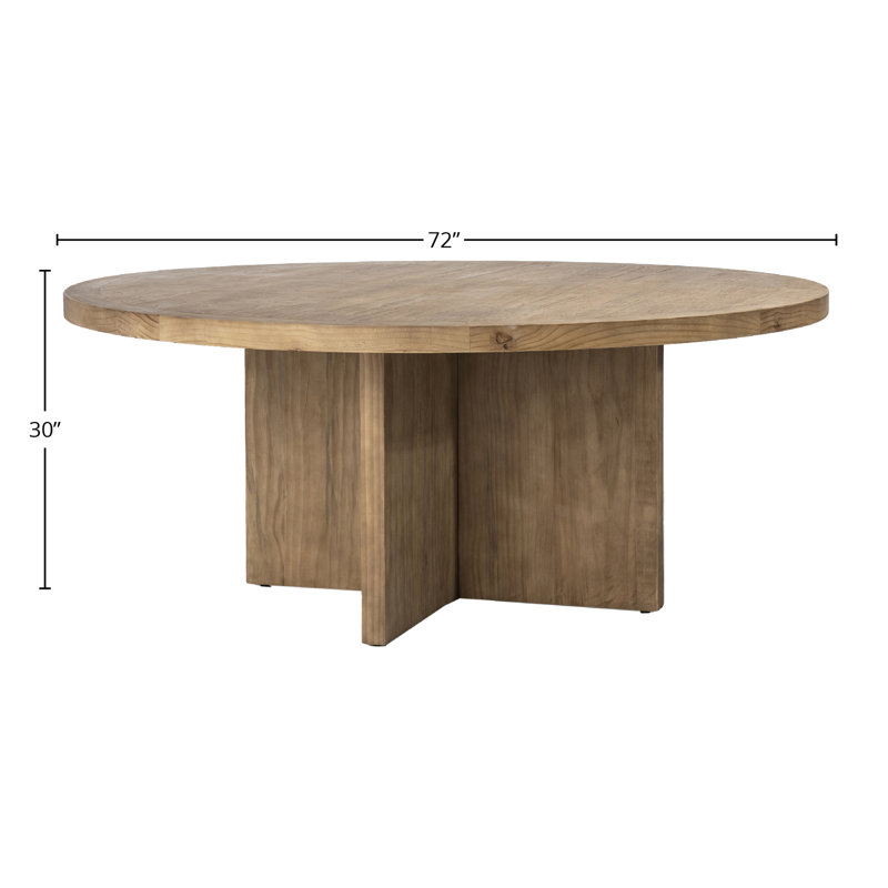 Harley Solid Wood Pedestal Dining Table, 30'' H x 72" W x 72" L