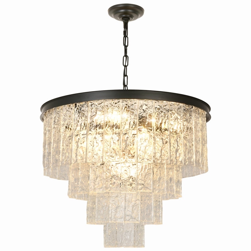 Unique Multi-layer Chandelier, 18" H x 23" W x 18" D, 4 Tiers, 11 Lights