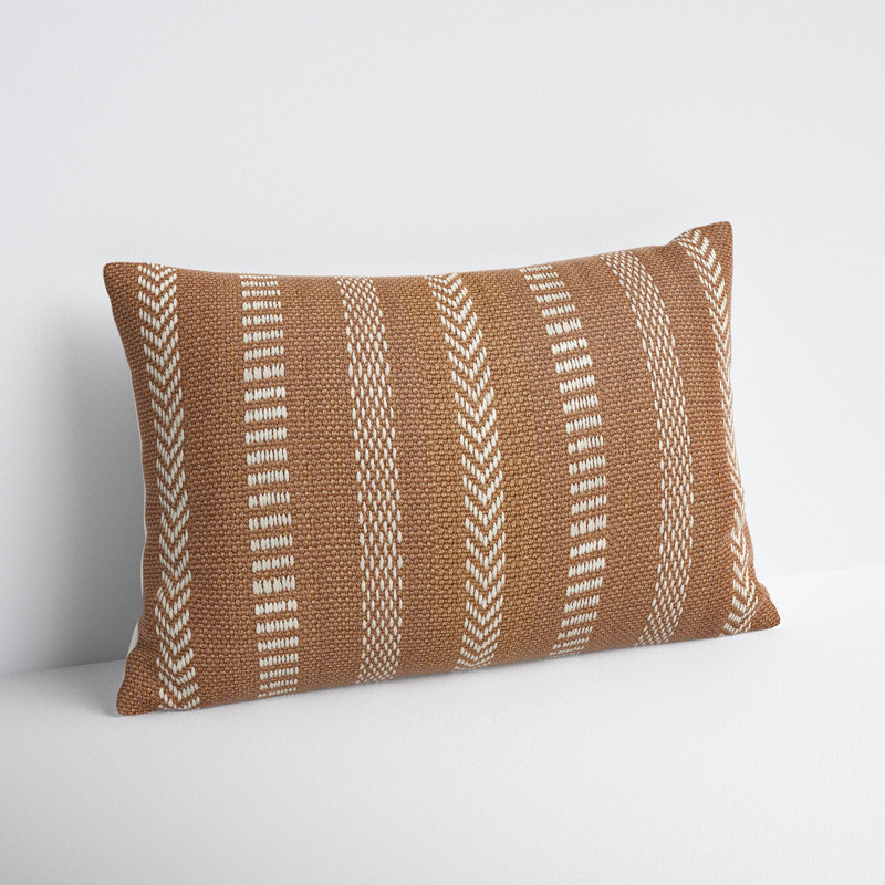 Positano Embroidered Lumbar Pillow Cover, Light Brown/Ivory, No Fill