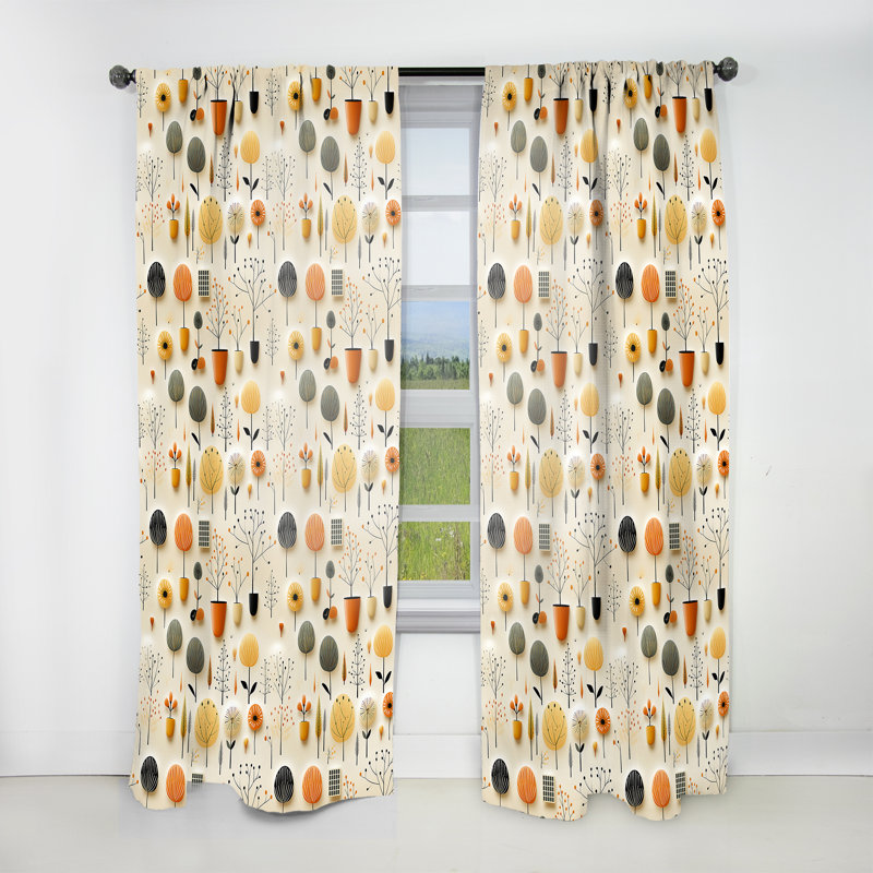 Mcm Minimalist Charm - Rideau Mid-Century - Rideau géométrique obscurcissant - 1 panneau, L 52 po x L 84 po