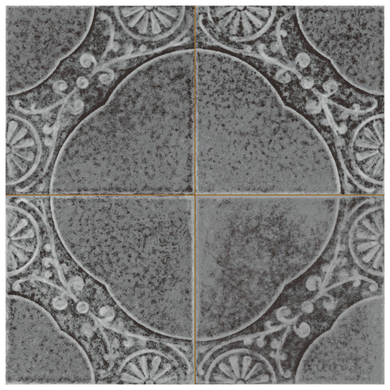Kings Jaipur 17-5/8 In. X 17-5/8 In. Ceramic Floor And Wall Tile, Black