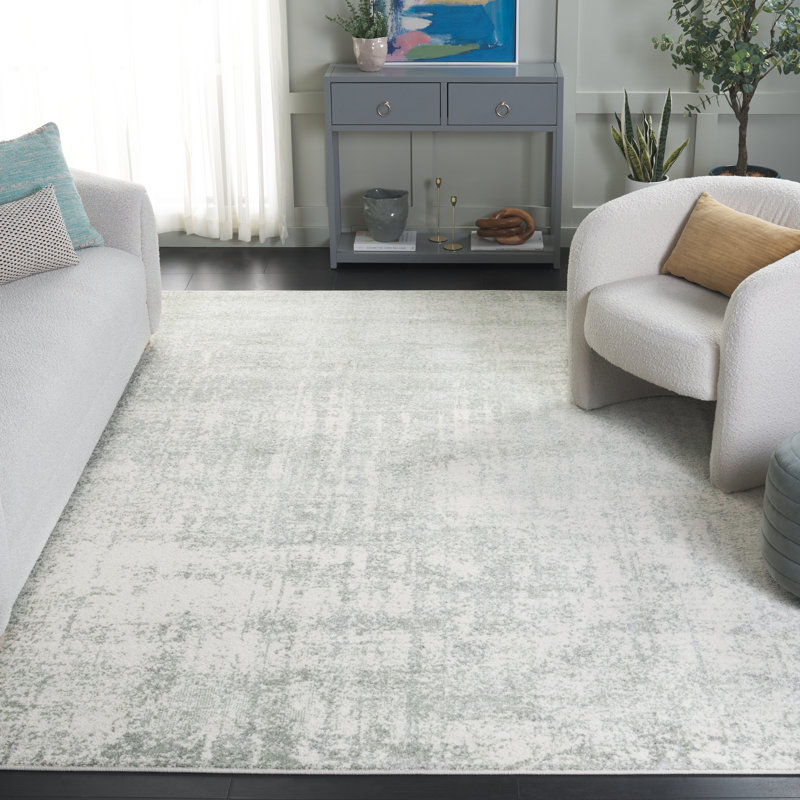 Adirondack Abstract Area Rug In Sage / Ivory, Rectangle 235 x 305 cm