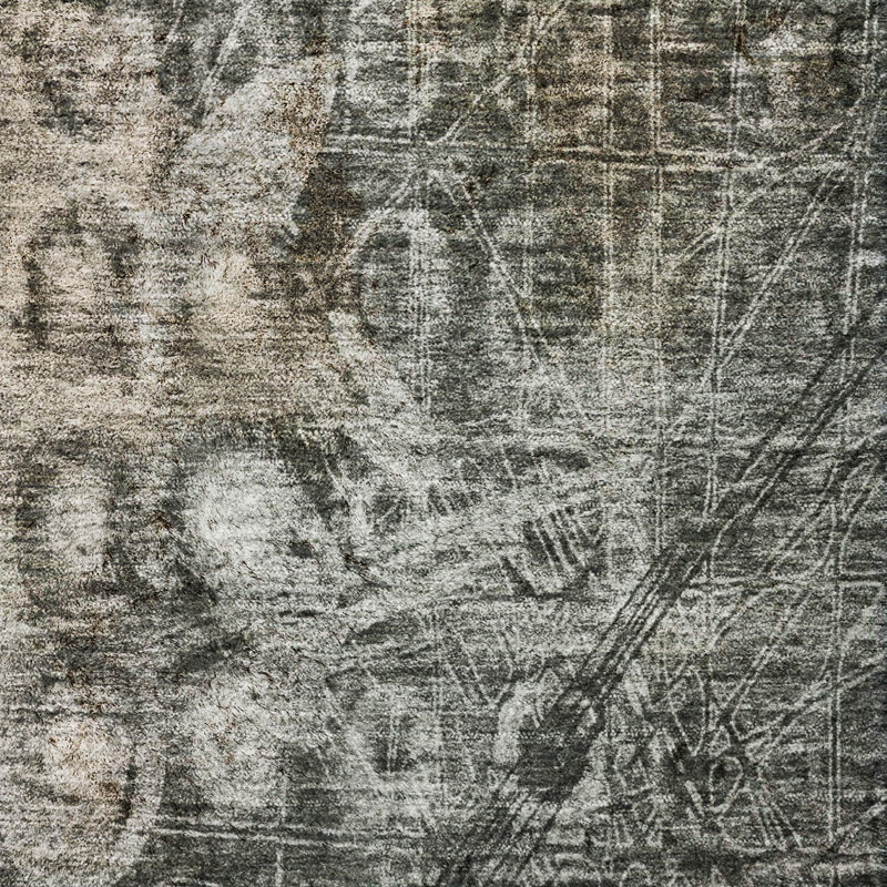 Tapis Ikat ADS577 de qualité supérieure lavable à la machine, Gris anthracite, 8' x 10'