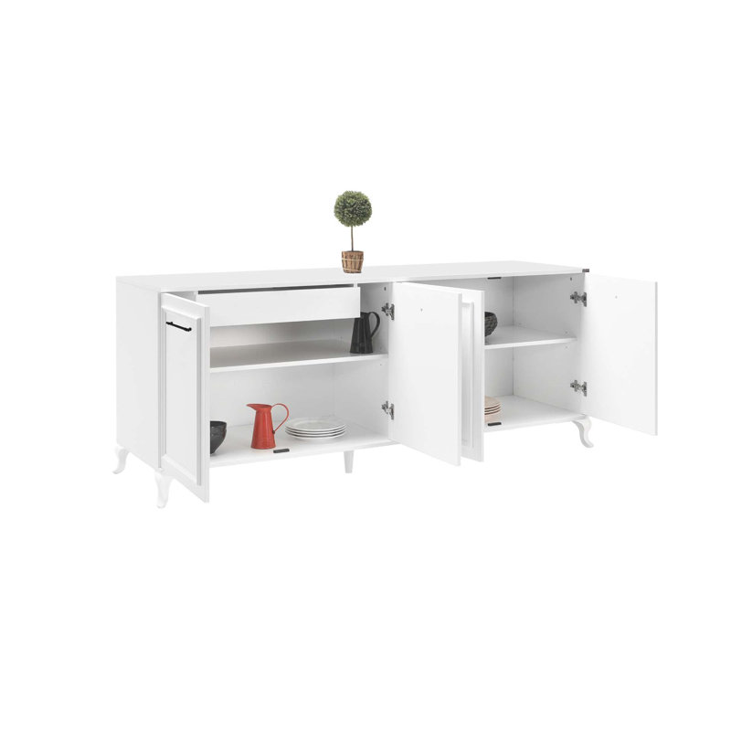 Elegant White Console Table, 26.8 x 42.5 x 17.3 inches | Coated Particle Board, Thickness: 0.6 inches | Wall-Mountable Design, Traditional Style for Living Room & Entryway Storage Solutions