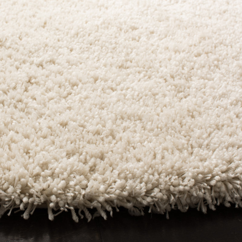Tapis à poil long ivoire fabriqué à la main Assar, Rectangle de 6 pi x 9 pi