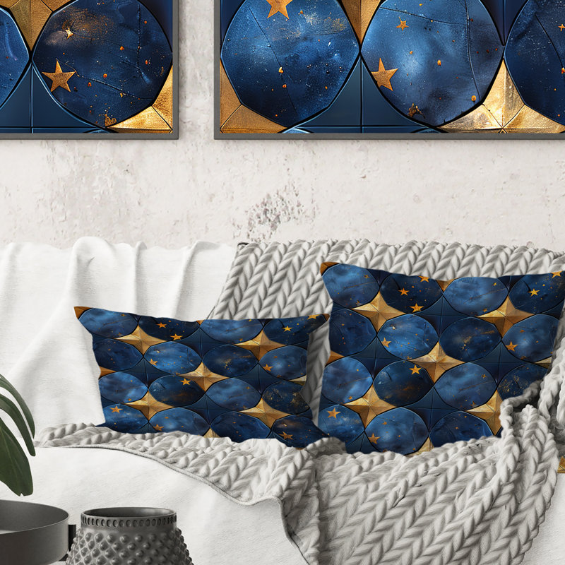 Coussin lombaire moderne Modern Star Dreams V - bleu et or