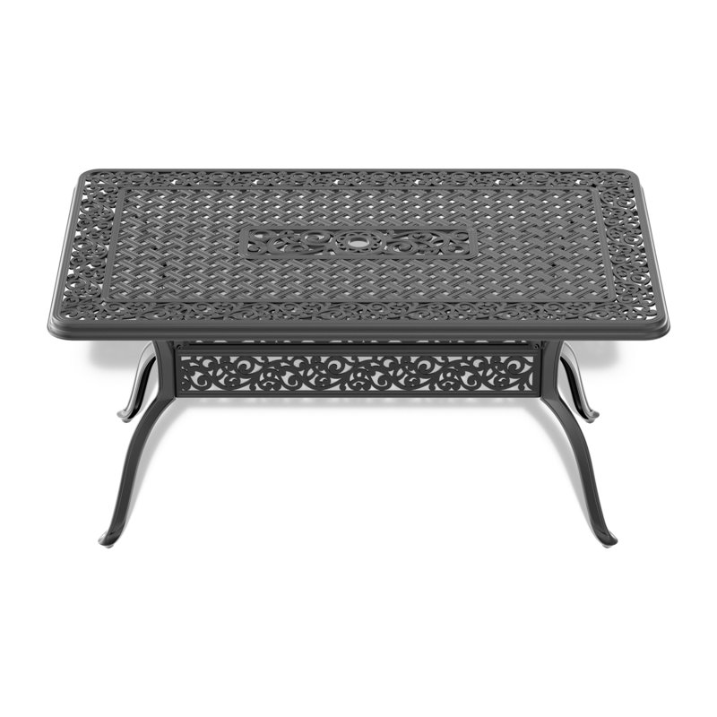 Ensemble de salle à manger 7 pièces en fonte d'aluminium toutes saisons, comprenant 6 chaises pivotantes et une table rectangulaire avec cadre