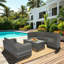 Ensemble de conversation complet en rotin avec table basse et tables d'appoint-2138706076
