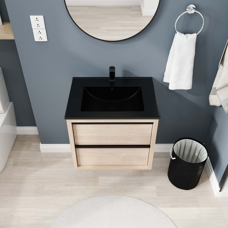 24" Bathroom Vanity Wall Mounted, Black