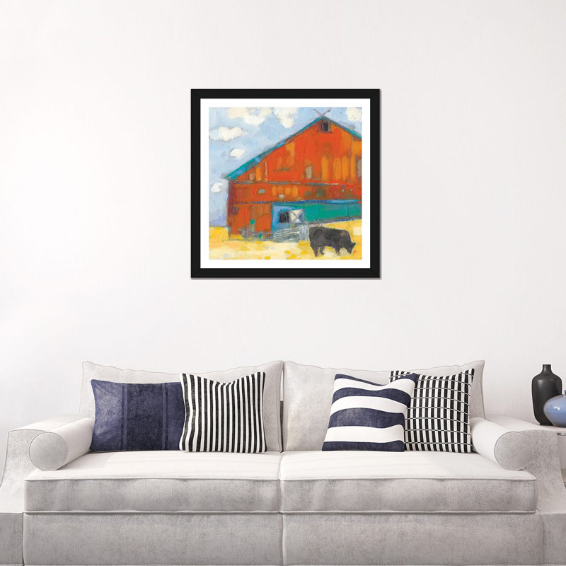 Schullsburg Barn par Sue Jachimiec - reproduction d'art, Papier noir, H 24 po x l 24 po x p 1 po, Blanc