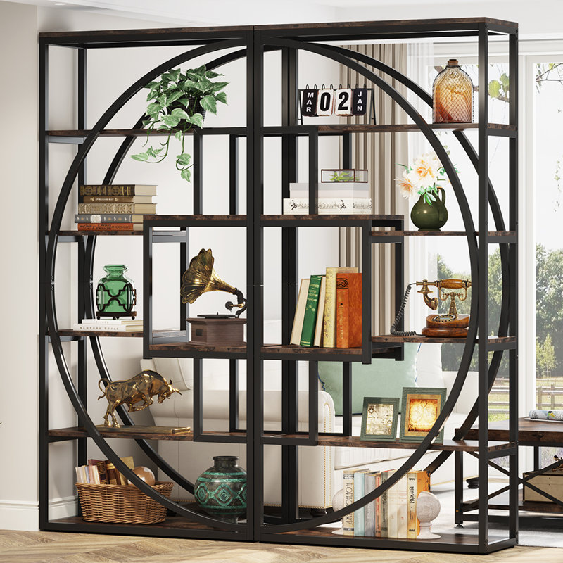 5-Tier Tall Bookcase Set of 2 | Industrial Style