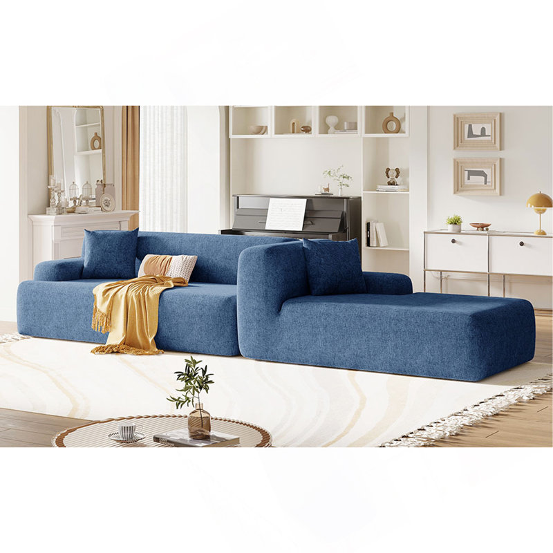Grand canapé modulaire en forme de L U_Style pour salon, chambre à coucher, salon, combinaison libre 2 pièces, Polyester bleu