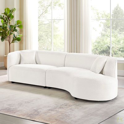 Ensemble de canapé de luxe 2 pièces de style moderne avec dossier courbé et méridienne, canapé modulaire faisant face à la droite, canapé Boucle