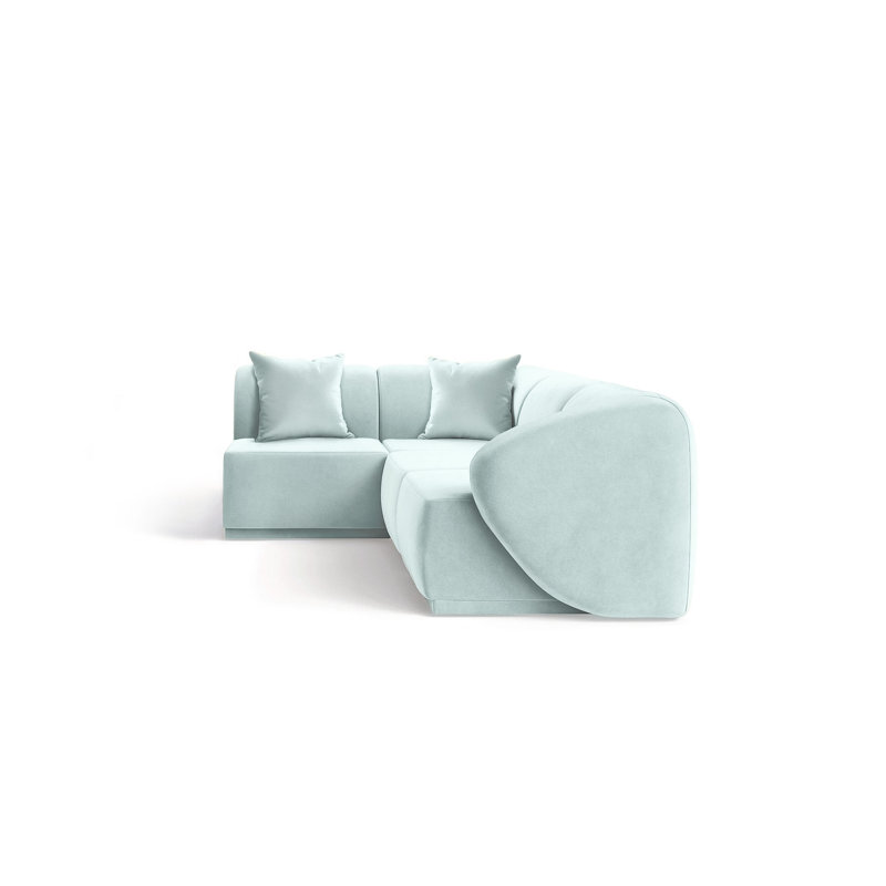 4 Seater Velvet Sofa & Chaise, Blue Velvet