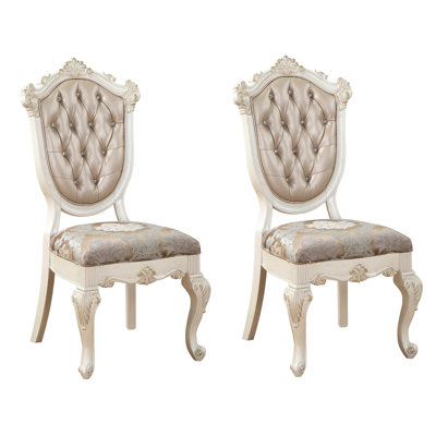 Élégantes chaises d'appoint en or rose et blanc perle 2 - Décoration de salle à manger sophistiquée de 2 Grace