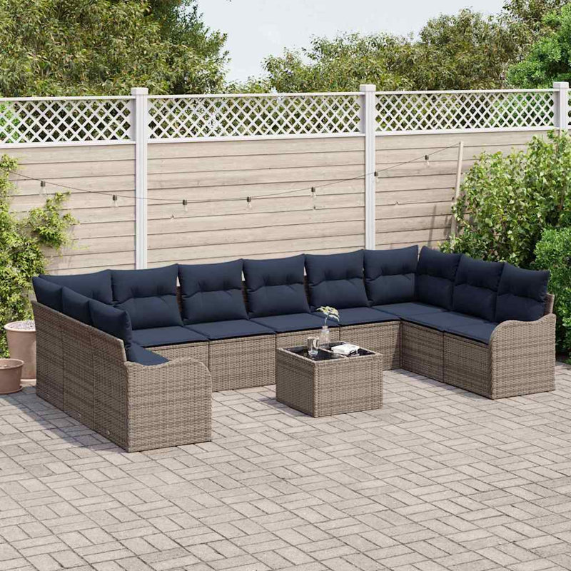 Ensemble de canapé avec coussin vidaXL 11 pièces en polyester gris