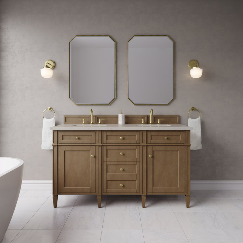 Brittany 60'' W Double Vanity, 8" Widespread, Pecan, Siberian