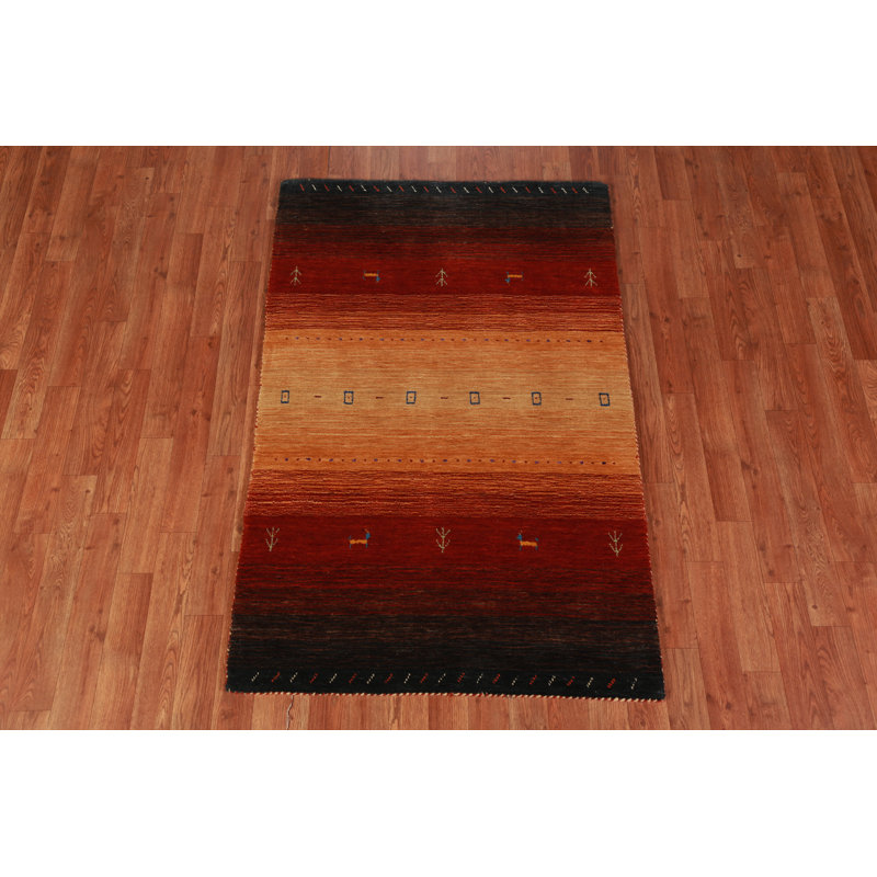 Tapis oriental rayé Gabbeh 3 x 5