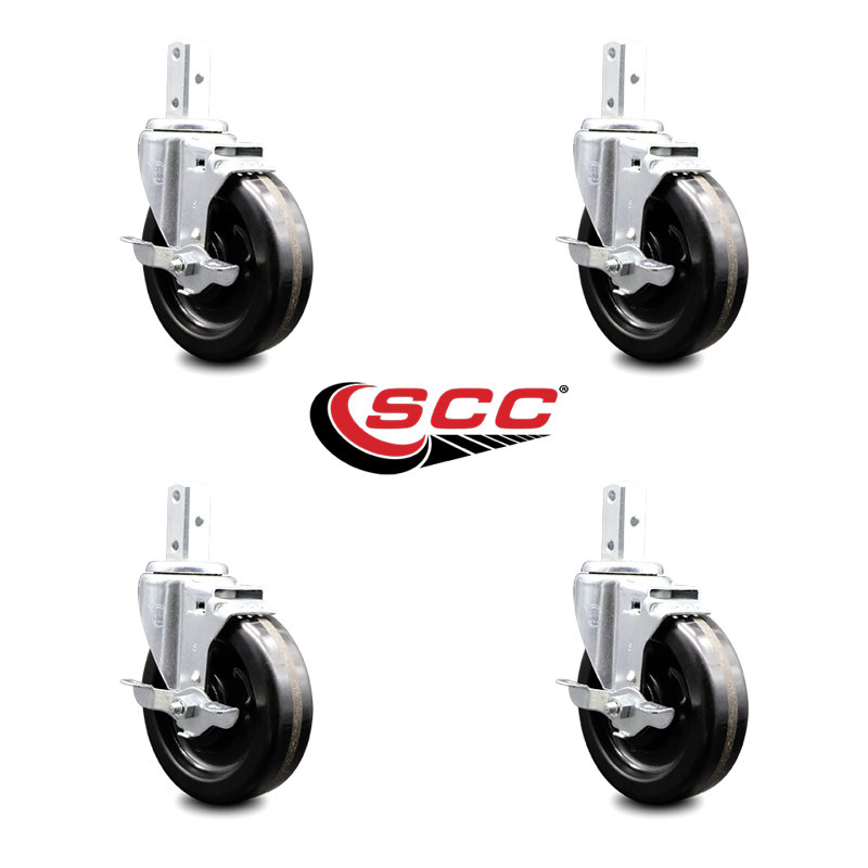 Phenolic Wheel Swivel Square Stem Caster Set with Brake SCC