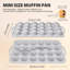 Ensemble de 3 moules à muffins en silicone avec cadre en métal, 6 grandes tasses de 12 tasses avec 24 tasses avec poignées