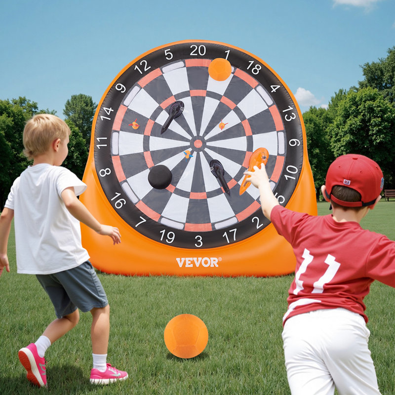 Jeu de fléchettes de soccer gonflable de plus de 6 pi avec pompe à 4 haches, 4 fléchettes, 6 fléchettes