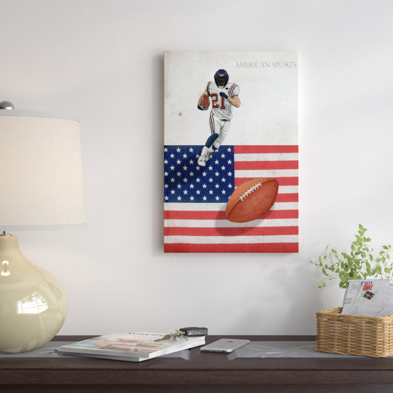 «Football I» - Reproduction de souvenirs sur toile tendue, H 26 po x l 18 po x P 1,5 po, Toile tendue, Pas de tapis