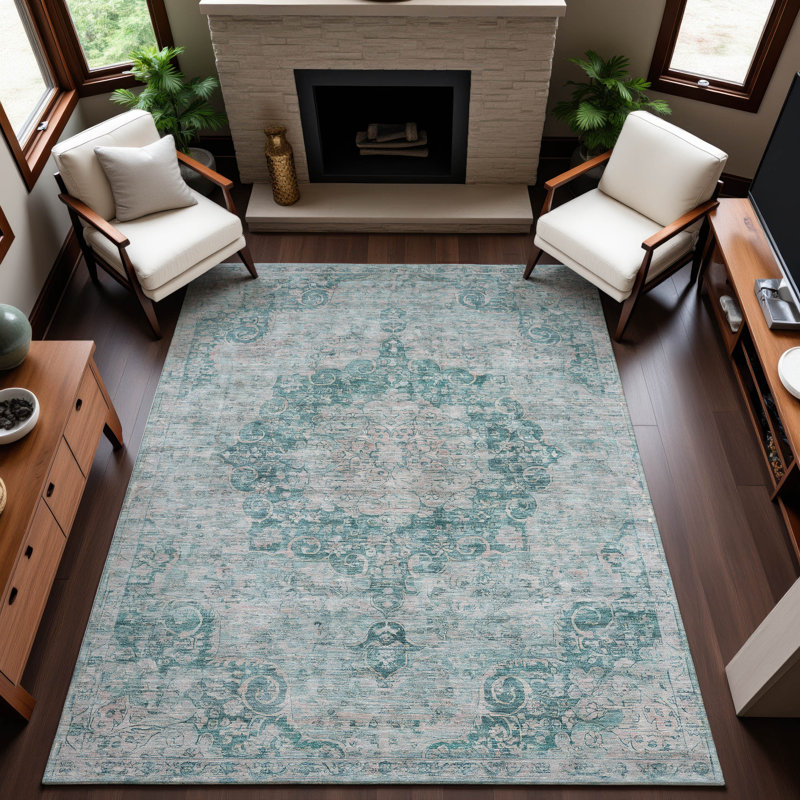 Premium Machine Washable Larock AMF1238 Global Rug, Rectangle 8' x 10'
