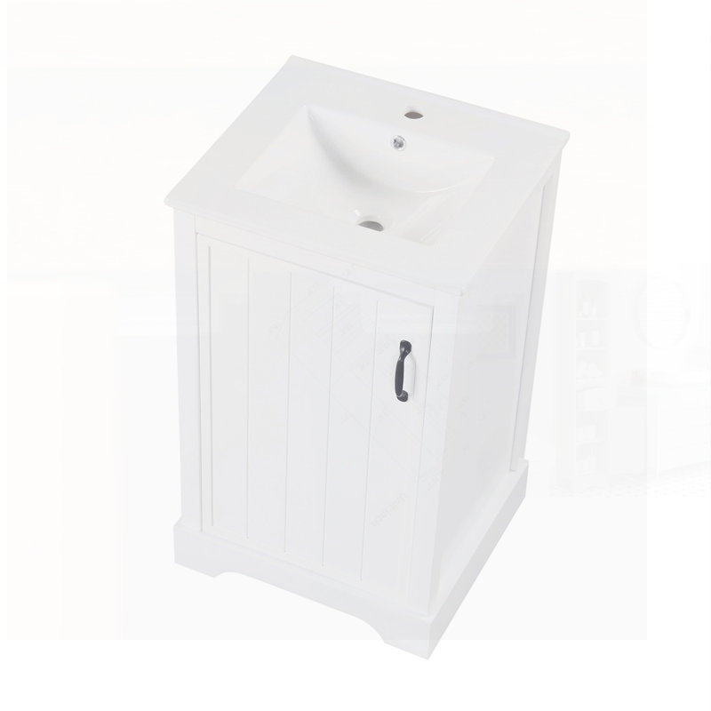 Meuble-lavabo de salle de bain avec lavabo, portes à fermeture douce, support de rangement et tablettes réglables pour une meilleure organisation