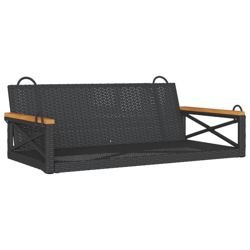 Highland Dunes Swing Bench 42.9"X24.4"X15.7" Poly Rattan, Black