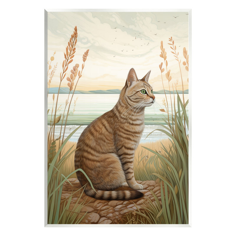 «Cat Sitting On Beach On MDF» par LSR Design Studio, H 15 po x l 10 po x P 0,5 po