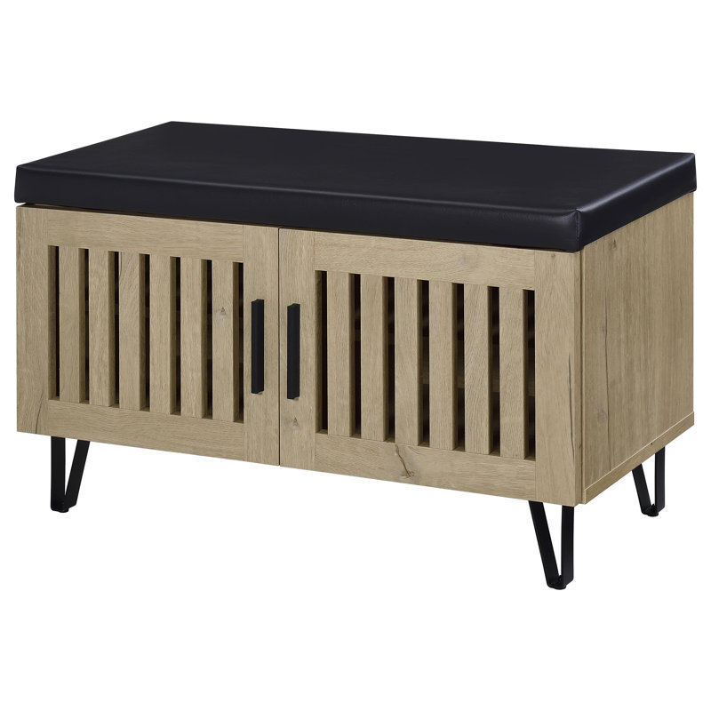 Brixton 2-Door Padded Entryway Shoe Storage Bench, Beige