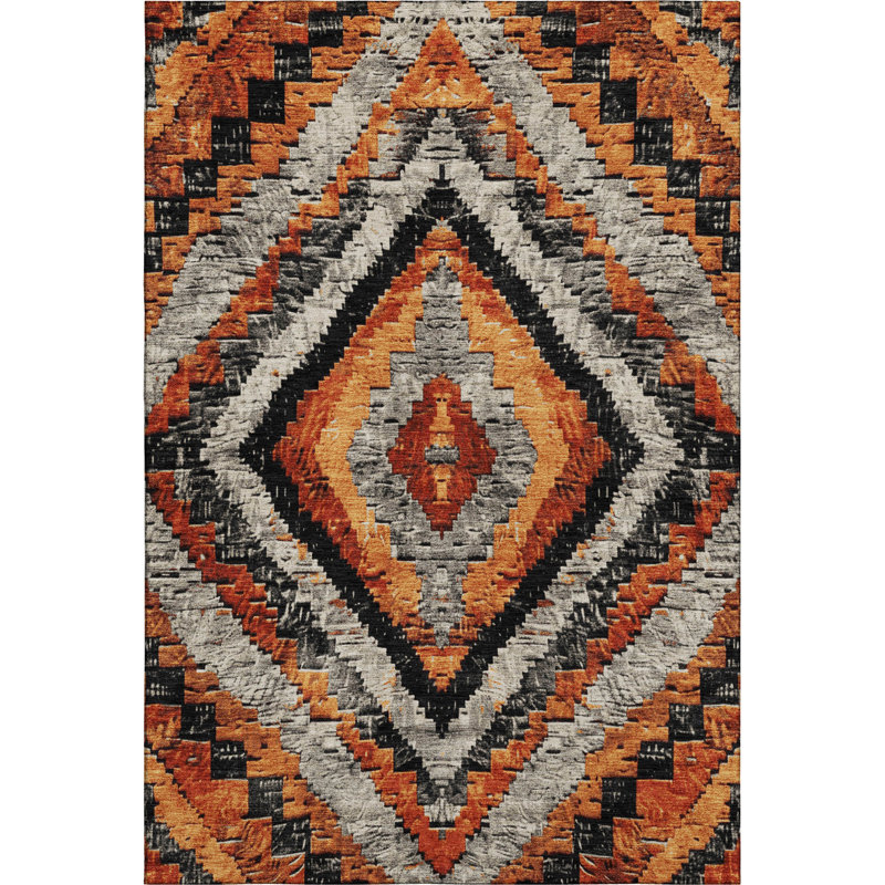 Premium Machine Washable Jakiyra AMF1890 Aztec Rug, Rectangle 8' x 10'