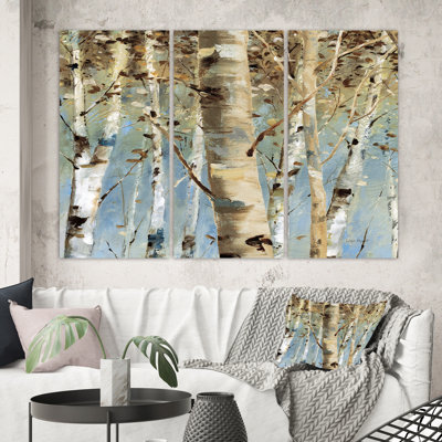 " White Birch Forest II " 3 Piece Art Painting