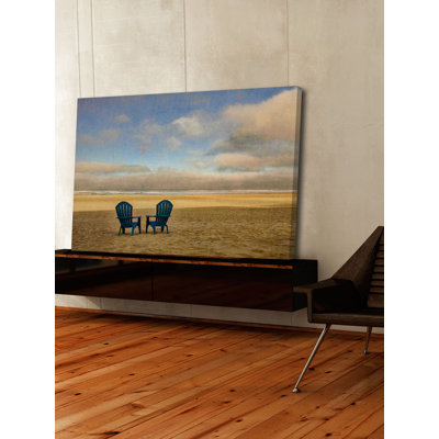Two Chairs On The Sand 2 by Don Schwartz - Wrapped Canvas Print