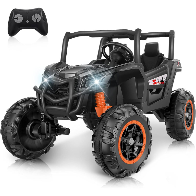 Black 24V Two-Seater Ride-On Car with Remote Control