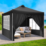 10x10 Pop Up Canopy Tent Gazebo with 4 Removable Sidewalls One Push Party Tent